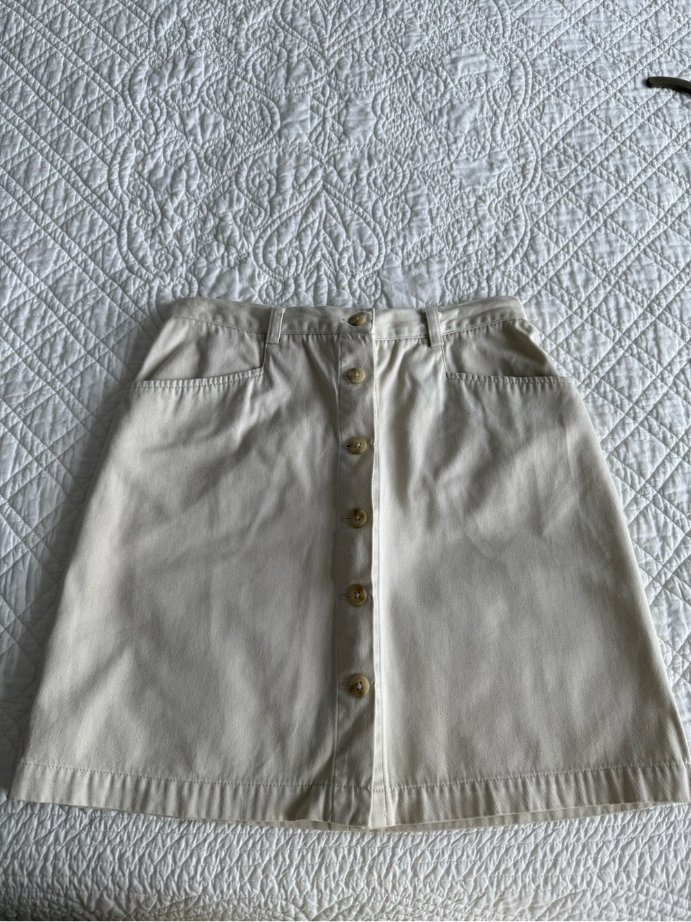 The Gap Classic Cream Button-Front A-Line Mini Skirt
